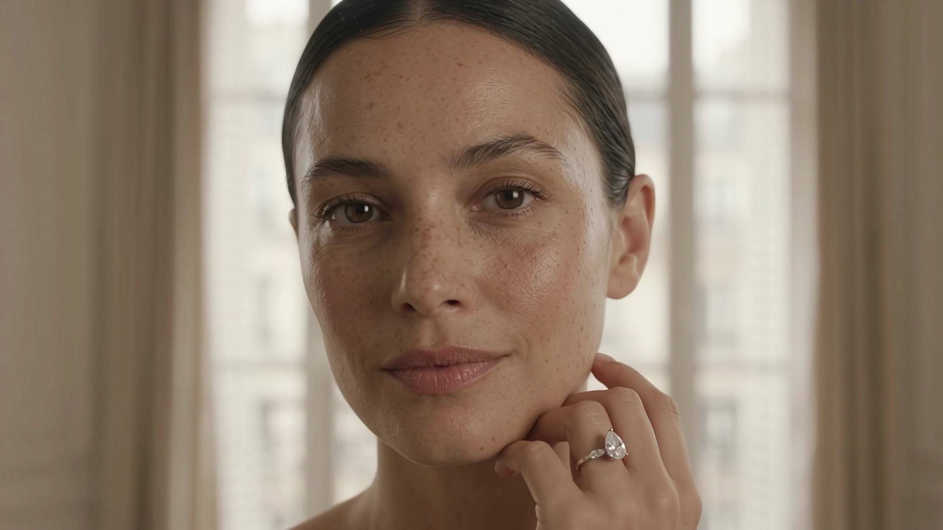 Mujer luciendo un anillo de diamantes